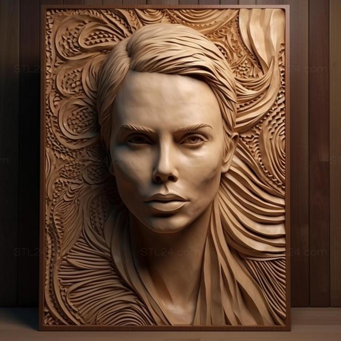 Famous (Charlize Theron 3, 3DFMS_7230) 3D models for cnc